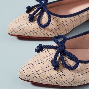 Anthropologie Bisue Ballerinas Rope Bow Flats
